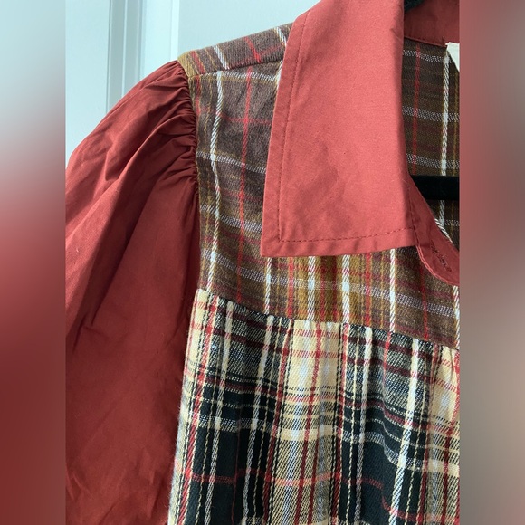 Plaid Block Fall Thanksgiving Shirt Dress (Sold Out Style) Size Large - Picture 7 of 9